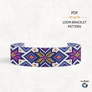 Aztec Boho Loom Bracelet Pattern - Tribal Geometric Beadwork - Miyuki Delica 11/0 PDF Download