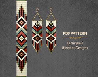 Miyuki Delica Earrings and Bracelet Pattern Bundle, Seed Bead Jewelry Set PDF