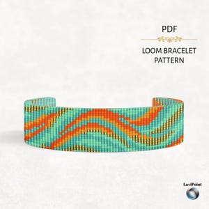 Abstract Wave Miyuki Delica Loom Bracelet Pattern (PDF Download)