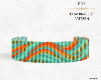 Abstrakte Welle Miyuki Delica Loom Armband Muster (PDF Download)