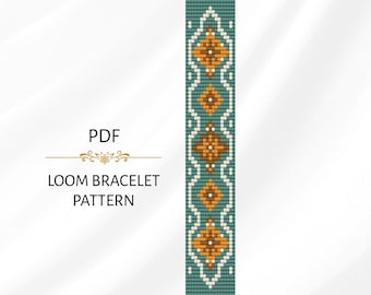 Boho Tribal Loom Bracelet Pattern - Geometric Bead Design - Miyuki Delica 11/0 PDF Download