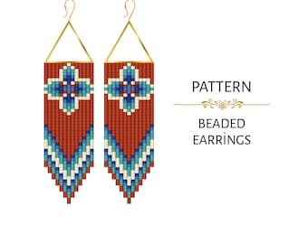 Terracotta Fringe Beaded Earrings PDF Pattern -  Miyuki Delica 11/0 Beadwork