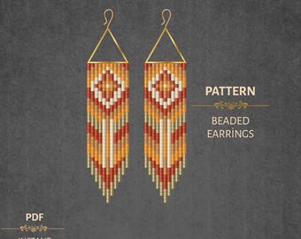 Beaded Earrings PDF Pattern -  Miyuki Delica 11/0 Beadwork - Terracotta Ombre Earrings