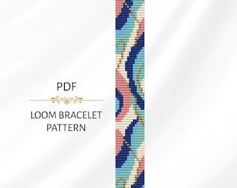 Abstraktes Wellen Muster: Miyuki Delica Bead Design (PDF Download)