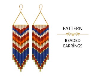 Western Fringe Beaded Earrings PDF Pattern -  Miyuki Delica 11/0 Beadwork