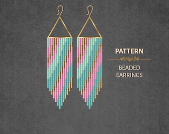 Pastel Beaded Fringe  Earrings PDF Pattern -  Miyuki Delica 11/0 Beadwork