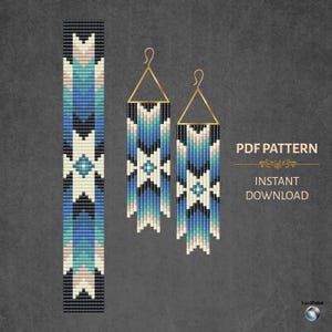 Patrón de aretes y pulsera de cuentas, PDF de abalorios en telar, PDF de estilo nativo