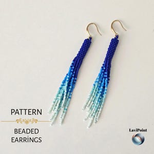 Motif de boucles d'oreilles bleu tube à pampilles - Miyuki Delica 11/0