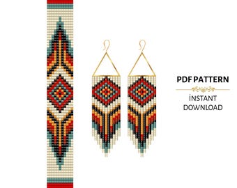 Beaded Earrings & Bracelet Pattern Set, Loom Beading PDF, Instant Download