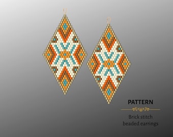 Brick Stitch Beaded Earrings PDF Pattern - Miyuki Delica 11/0 Beadwork - Geometric Design