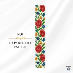Loom Bead Bracelet Pattern / Digital Loom Bracelet Tutorial / Floral Loom Bracelet Pattern PDF / Bead Loom Design for Miyuki Delica 11/0