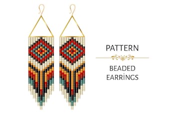 Seed Bead Fringe Earrings PDF Pattern -  Miyuki Delica 11/0 Beadwork