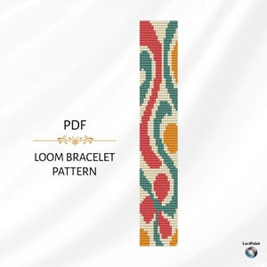 Patrón de pulsera de telar abstracto: Diseño de cuentas Miyuki Delica de mediados de siglo (Descarga en PDF)