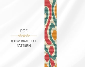 Abstraktes Loom Armband Muster: Mid-Century Miyuki Delica Bead Design (PDF Download)