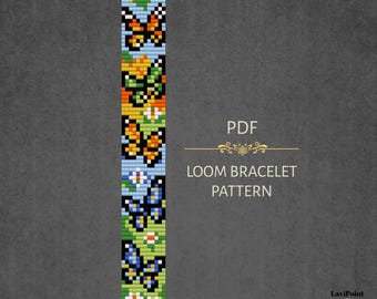 Butterfly Garden Bead Bracelet Pattern - Miyuki Delica PDF