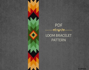 Loom Beaded Bracelet Pattern - Miyuki Delica 11/0 Beadwork - Native Style PDF