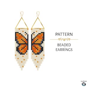 Butterfly Fringe Beaded Earrings PDF Pattern -  Miyuki Delica 11/0 Beadwork