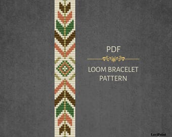Ethnic Design Beaded Loom Bracelet Pattern: Miyuki Delica Bead Design (PDF Download)