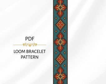 Loom Bead Bracelet Pattern - Ethnic Bead Design - Miyuki Delica 11/0 PDF Download