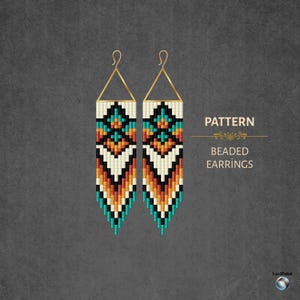 PDF-mönster för örhängen med fransar och seed bead - Miyuki Delica 11/0 pärlbroderi - Tribal Design