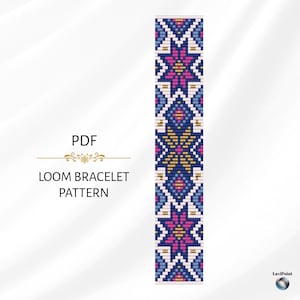 Bead Loom Bracelet Pattern / Digital Loom Bracelet Tutorial / Floral Loom Bracelet Pattern PDF / Bead Loom Design for Miyuki Delica 11/0