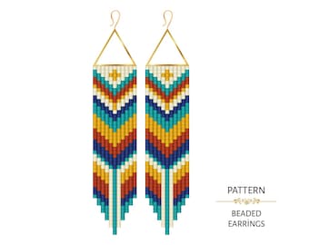 Southwest Ombre Fringe Beaded Earrings PDF Pattern -  Miyuki Delica 11/0 Beadwork