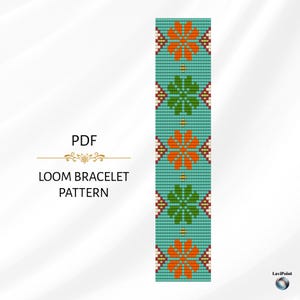 Loom Bead Bracelet Pattern / Digital Loom Bracelet Tutorial / Floral Loom Bracelet Pattern PDF / Bead Loom Design for Miyuki Delica 11/0