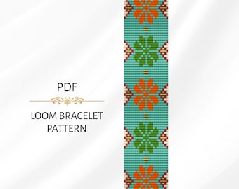 Turquoise weefgetouw armbandpatroon - Boho kralenontwerp - Miyuki Delica 11/0 pdf-download