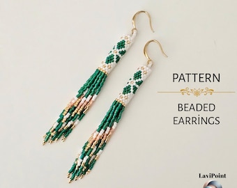 Even Count Peyote Stitch Fringe Earrings PDF Pattern – Miyuki Delica Beading Tutorial (Digital Download)