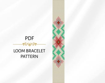 Boho Geometric Loom Bracelet Pattern - Southwestern Bead Design - Miyuki Delica 11/0 PDF Download