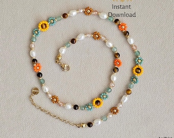 Beaded Flower Neclace & Bracelet PDF Tutorial - DIY Jewelry Pattern