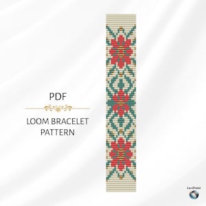 Loom Bead Bracelet Pattern / Digital Loom Bracelet Tutorial / Floral Loom Bracelet Pattern PDF / Bead Loom Design for Miyuki Delica 11/0
