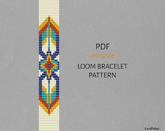 Seed Bead Loom Bracelet Pattern / 13 Bead Wide Geometric Design / Miyuki Delica PDF