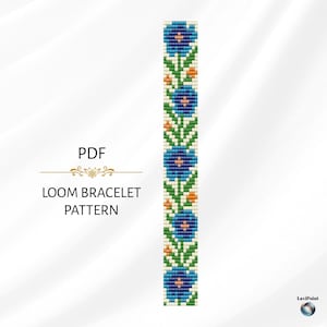 Loom Bead Bracelet Pattern / Digital Loom Bracelet Tutorial / Floral Loom Bracelet Pattern PDF / Bead Loom Design for Miyuki Delica 11/0