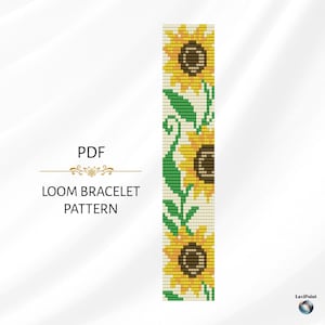 Loom Bead Bracelet Pattern / Digital Loom Bracelet Tutorial / Sunflower Loom Bracelet Pattern PDF / Bead Loom Design for Miyuki Delica 11/0