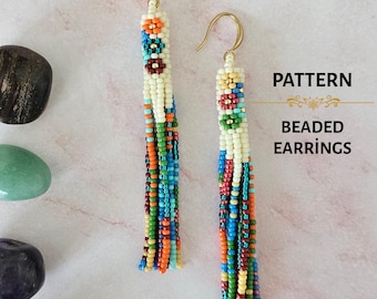 Floral Tube Tassel Bead Earring Pattern -  Miyuki Round Beadwork