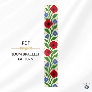 Loom Bead Bracelet Pattern / Digital Loom Bracelet Tutorial / Floral Loom Bracelet Pattern PDF / Bead Loom Design for Miyuki Delica 11/0