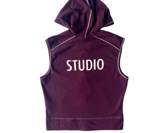 2000s Nike Studio Maroon Sleeveless Tshirt Hoodie