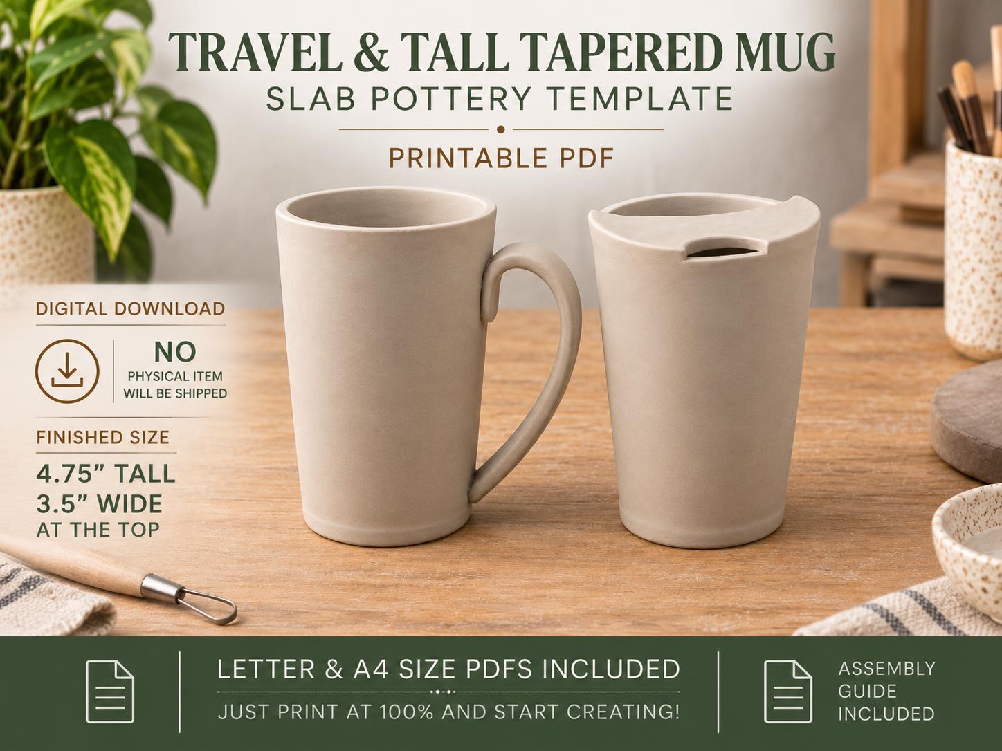 Travel Mug and Tall Tapered Mug Pottery Project