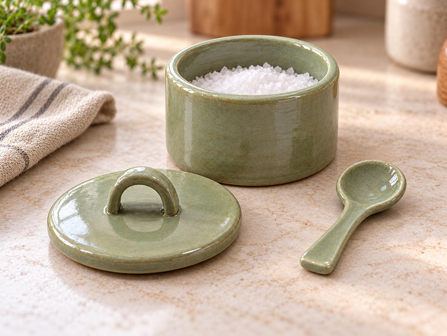 Salt Cellar with Spoon Pottery Project physical cutter image 2