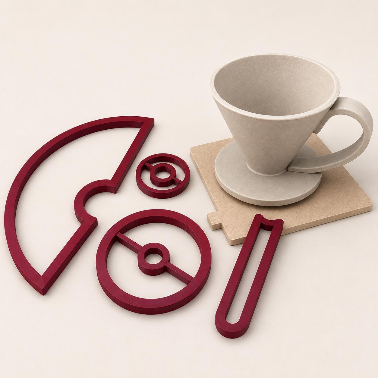 Pour over coffee dripper clay cutter set
