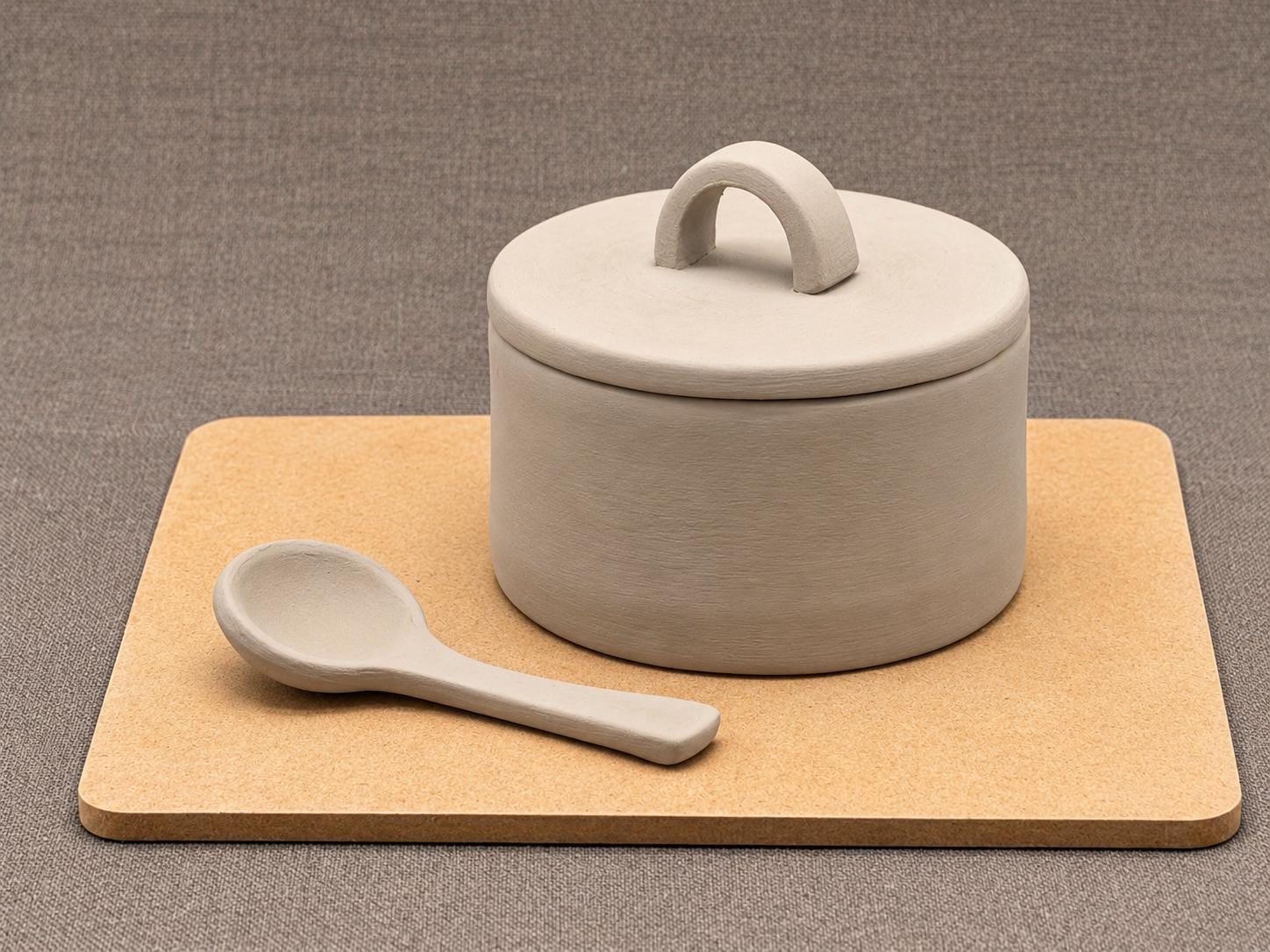 Salt Cellar with Spoon Pottery Project physical cutter image 6