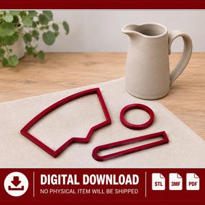 Small Pitcher Pottery Project Cutter Set | STL, 3MF and PDF Digital Files
