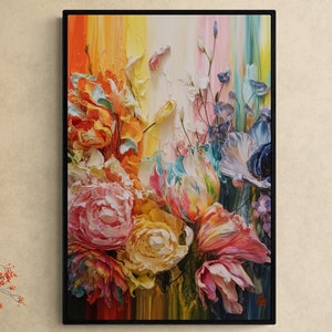 Textured Floral Oil Painting: Vibrant Flower Petals (Digital Download)