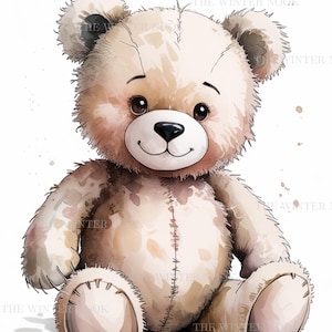 Teddy Bear Wall Art, Digital Download, Printable Kids Room Decor, Cute Bear Art, Nursery Wall Art, Instant Download