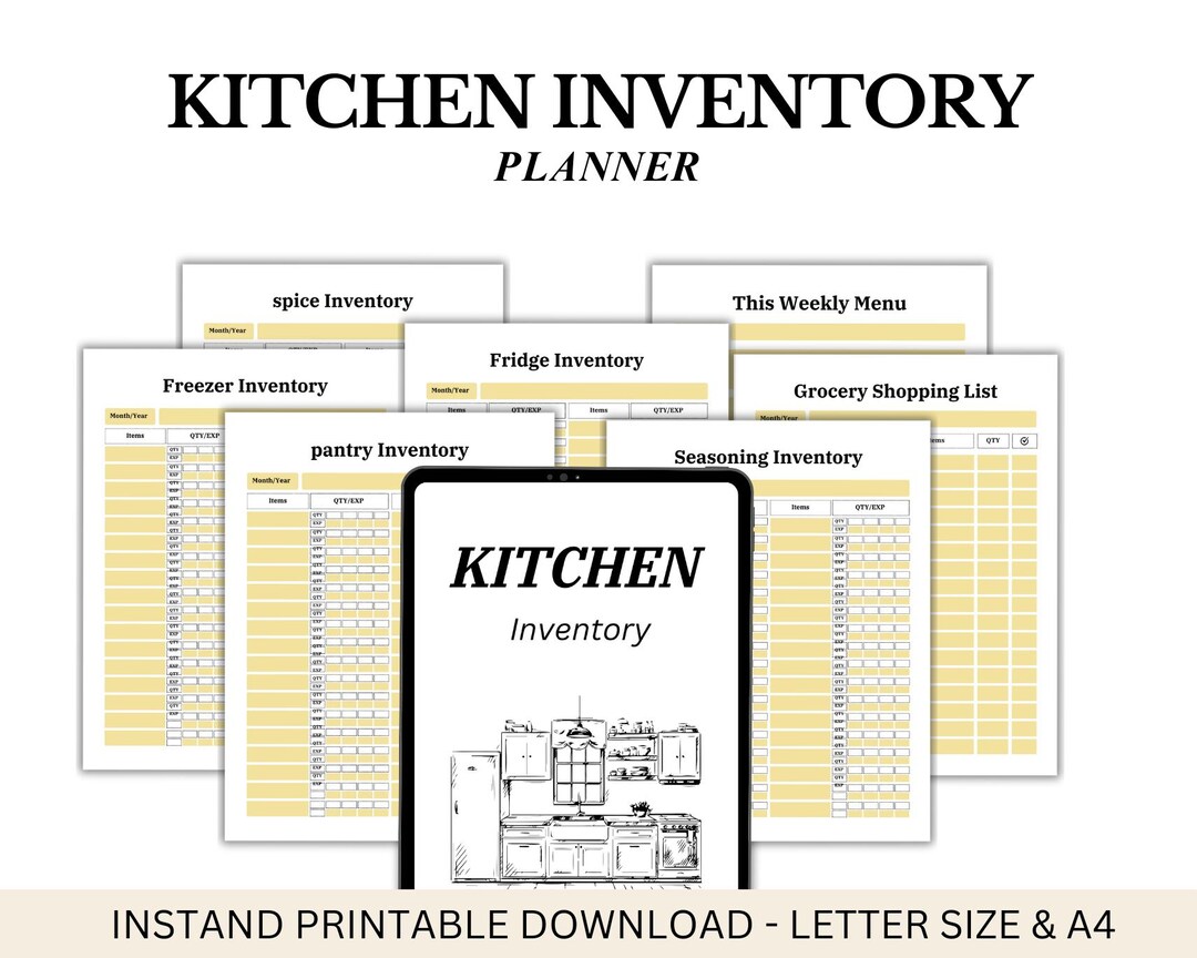 Kitchen Inventory Printable: Food, Pantry & Fridge Tracker - Etsy
