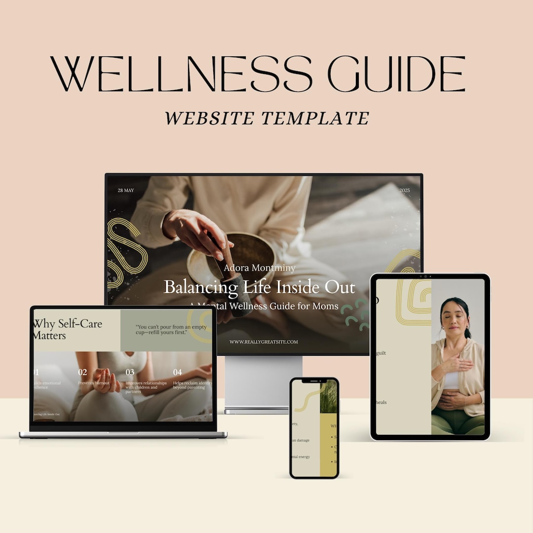 Holistic Wellness Website Template, Therapist Coaching (canva Editable