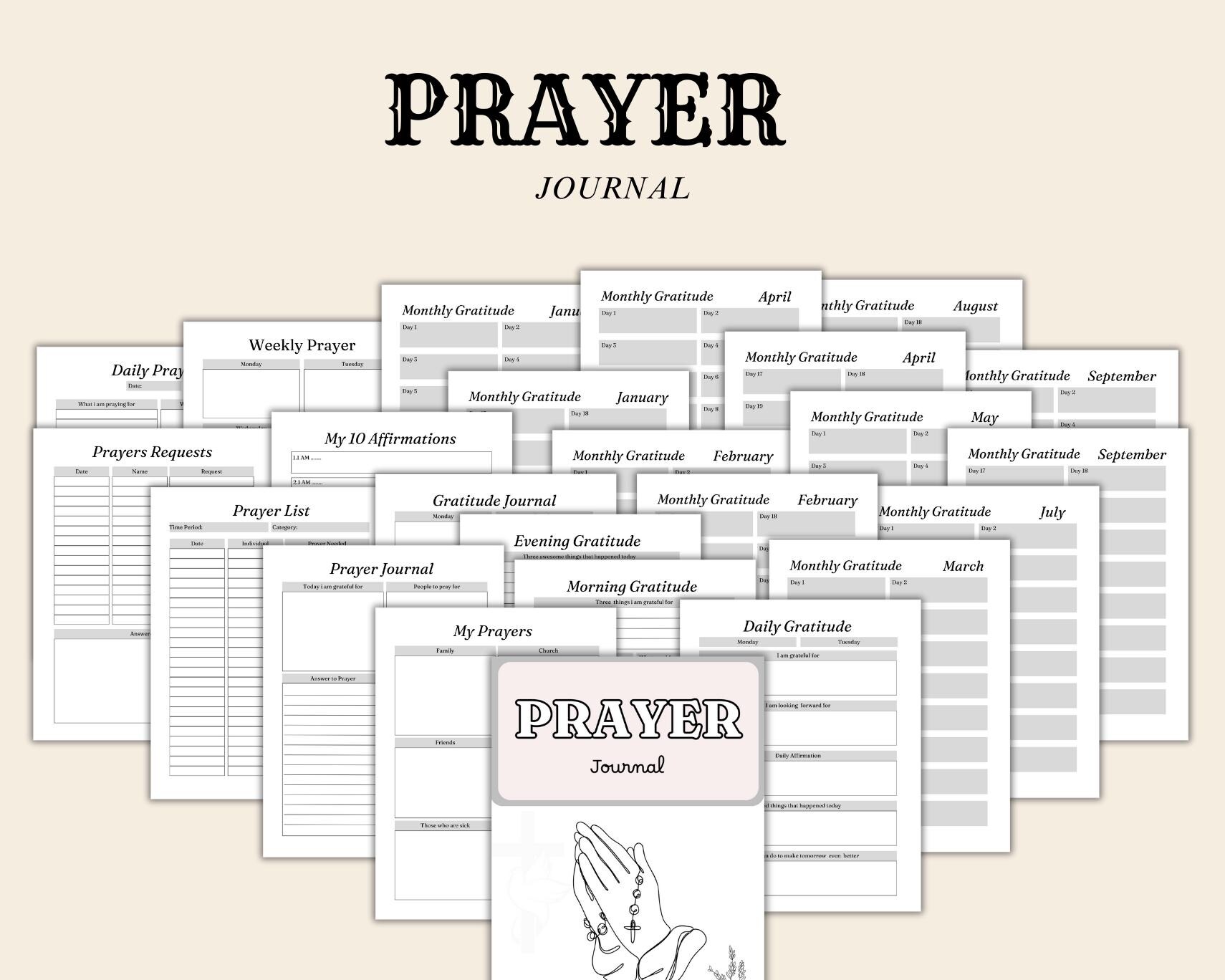 Prayer Journal Printable Template Bundle: Bible Study, Gratitude (canva ...