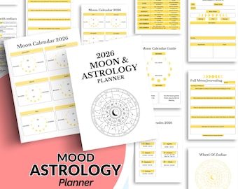 Planer księżycowy i astrologiczny na rok 2026 – cyfrowy kalendarz księżycowy (do natychmiastowego pobrania)