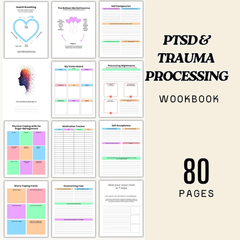Processing Nightmares 2026 PTSD Trauma Processing Workbook | Therapy Worksheets, Safety Plan ...